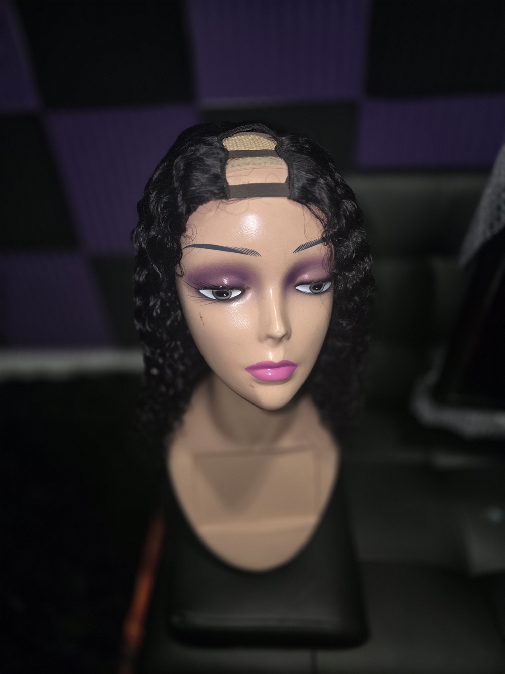 U-part Kinky Curly Human Wig 16 Inch
